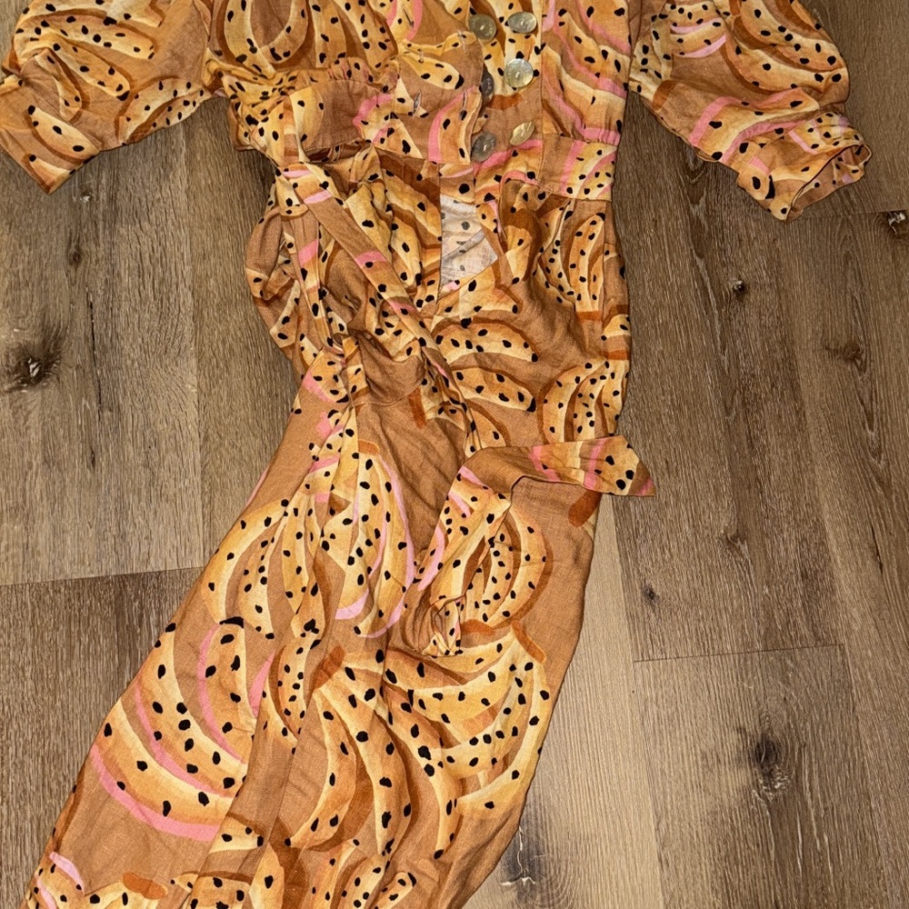 FARM Rio Brown and Pink Patterned Jumpsuit